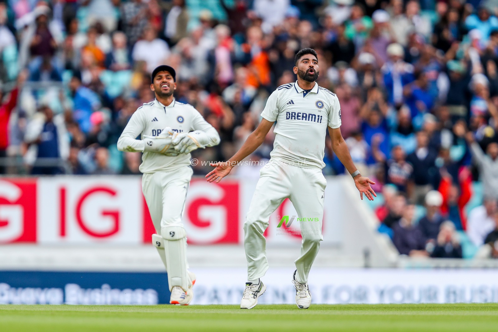 Mohammed Siraj of India celebrates as India draw the series during the 5th Rothesay Test Match day 5 England v India at The Kia Oval, London, United Kingdom, 4th August 2025

(Photo by Izzy Poles/News Images)