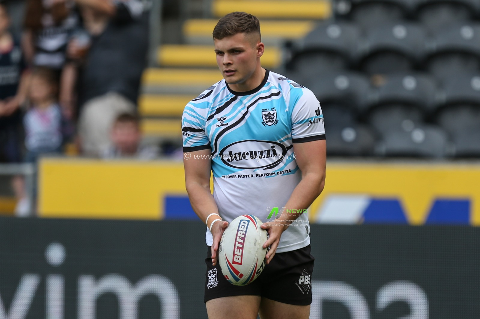 Cameron Scott #24 of Hull FC during pre-game warm up