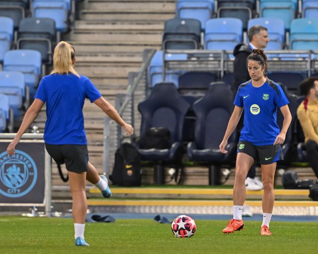 Marta TorrejÃ³n of Barcelona FemenÃ­ during Barcelona women Champions league open training session at Joie Stadium, Manchester, United Kingdom, 8th October 2024

(Photo by Cody Froggatt/News Images)