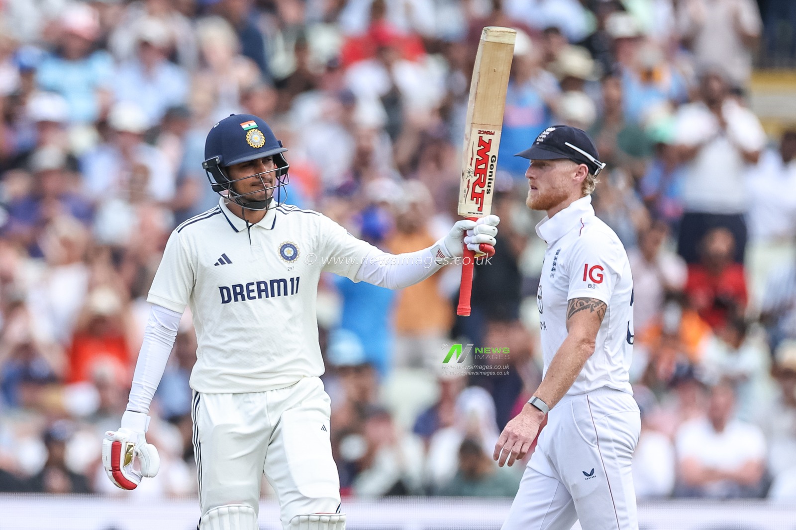 India captain Shubman Gill celebrates his century and half (150 runs ) during the 2nd Rothesay Test Match Day 1 England vs India at Edgbaston, Birmingham, United Kingdom, 2nd July 2025

(Photo by Mark Cosgrove/News Images)