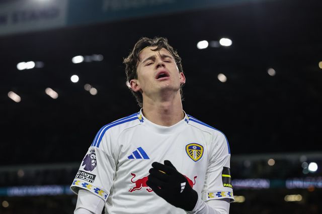 Brenden Aaronson of Leeds United reacts after a missed chance on goal during the Premier League match Leeds United vs Manchester City at Elland Road, Leeds, United Kingdom on 28 February 2026

(Photo by Mark Cosgrove/News Images)