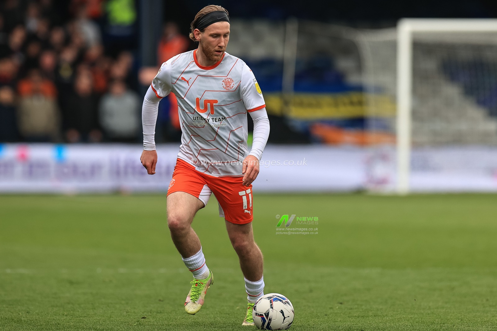 Josh Bowler #11 of Blackpool in action during the game