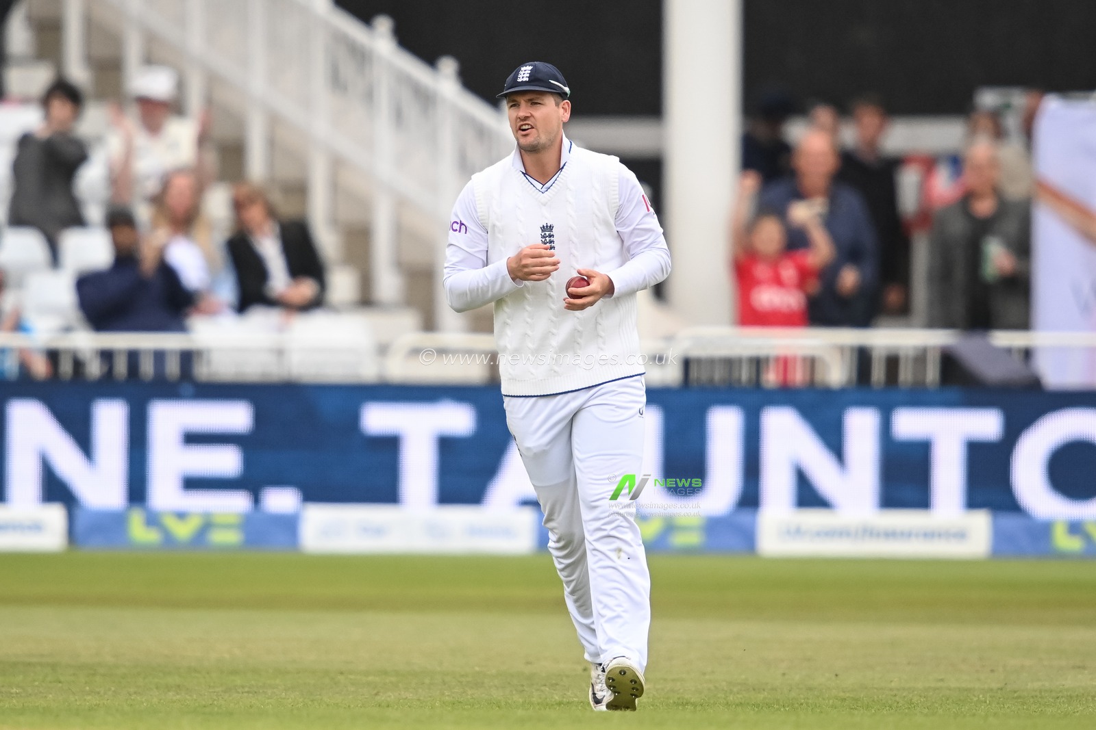 Alex Lees of England catches Henry Nicholls of New Zealand
