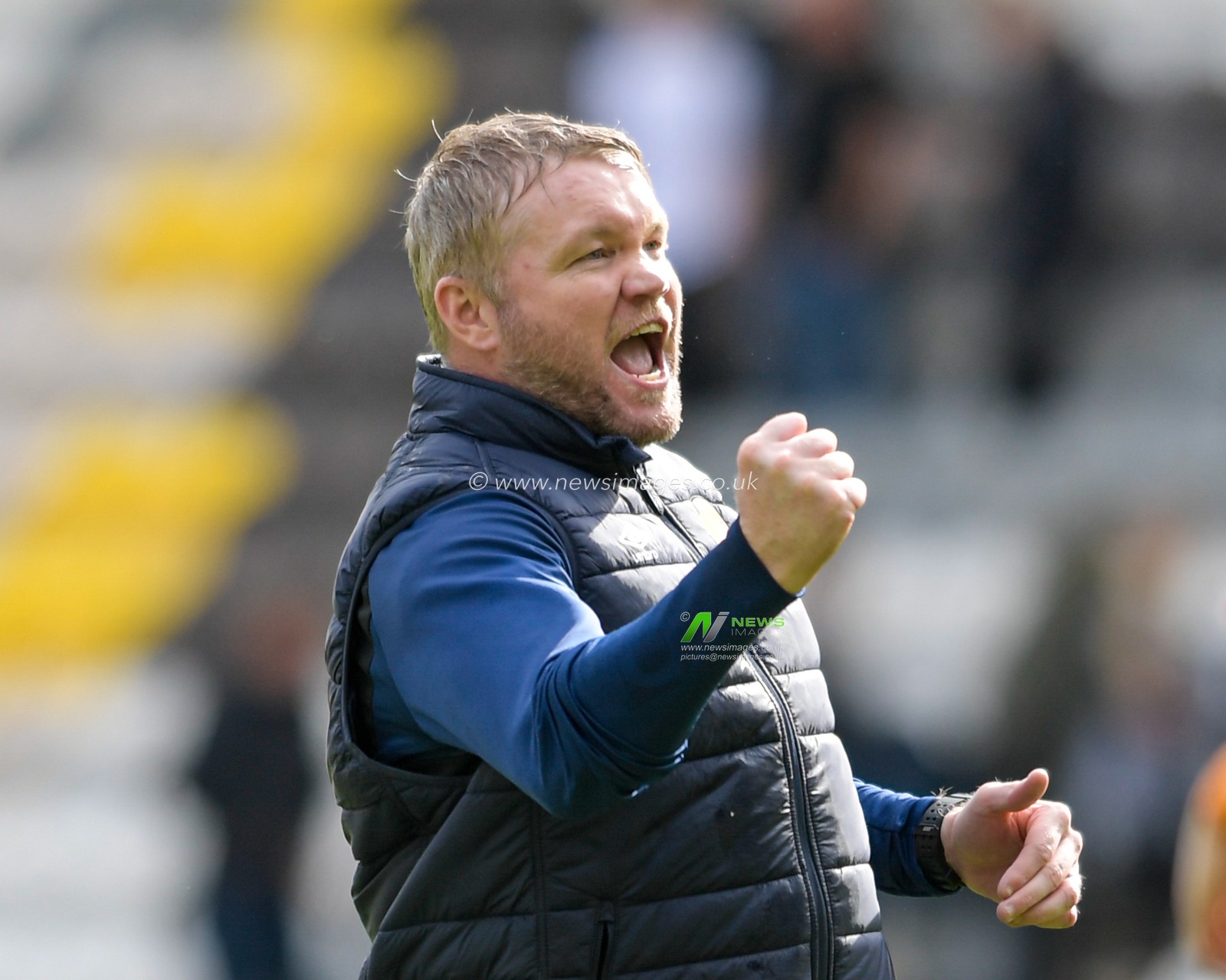 Grant McCann manager of Hull City celebrates his team beating Preston North End 1-4 at the end of the game