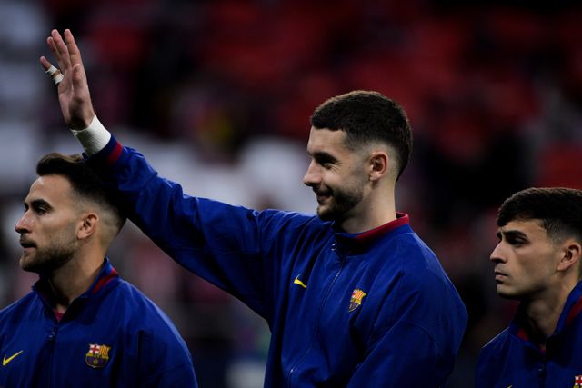 Joan García of FC Barcelona during the UEFA Champions League Quarter Finals match Atletico Madrid vs Barcelona at Riyadh Air Metropolitano, Madrid, Spain on 14 April 2026

(Photo by Samuel Carreno/News Images)