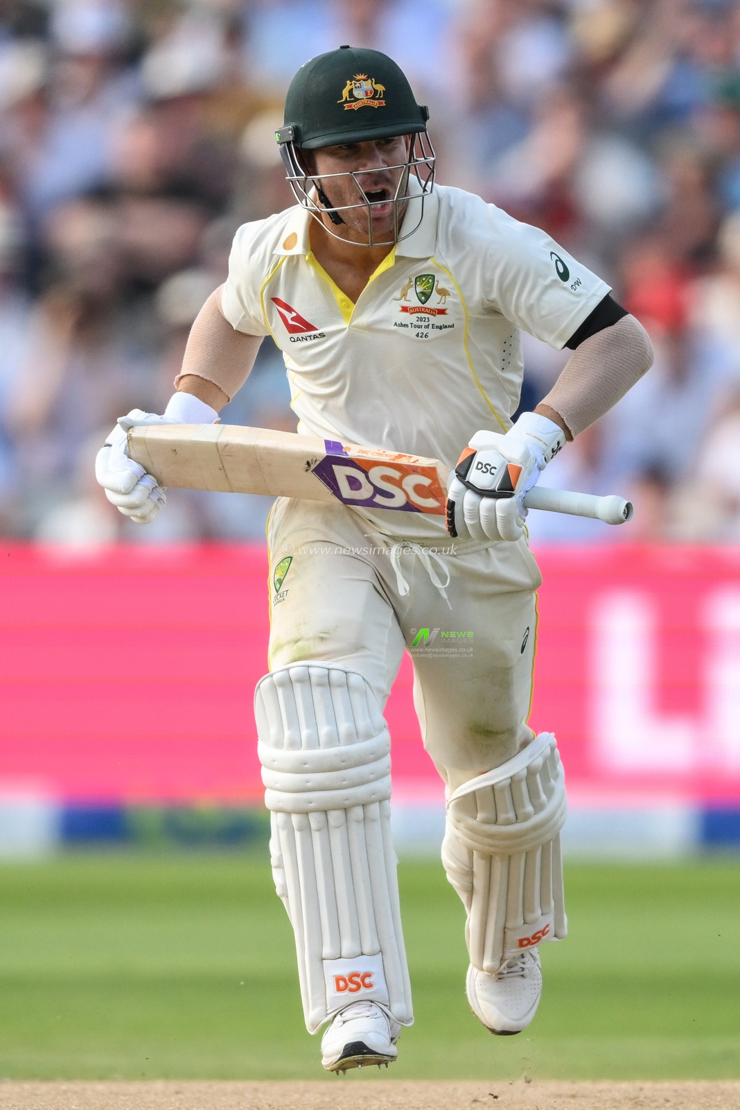 David Warner of Australia makes one run during the LV= Insurance Ashes First Test Series Day 1 England vs Australia at Edgbaston, Birmingham, United Kingdom, 16th June 2023

(Photo by Craig Thomas/News Images)