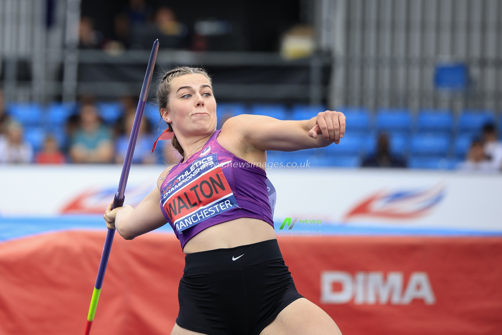 Beech Walton throws the javelin during the javelin final of the UK Athletics Championships at Manchester Regional Arena, Manchester, United Kingdom, 8th July 2023.

(Photo by Conor Molloy/News Images)