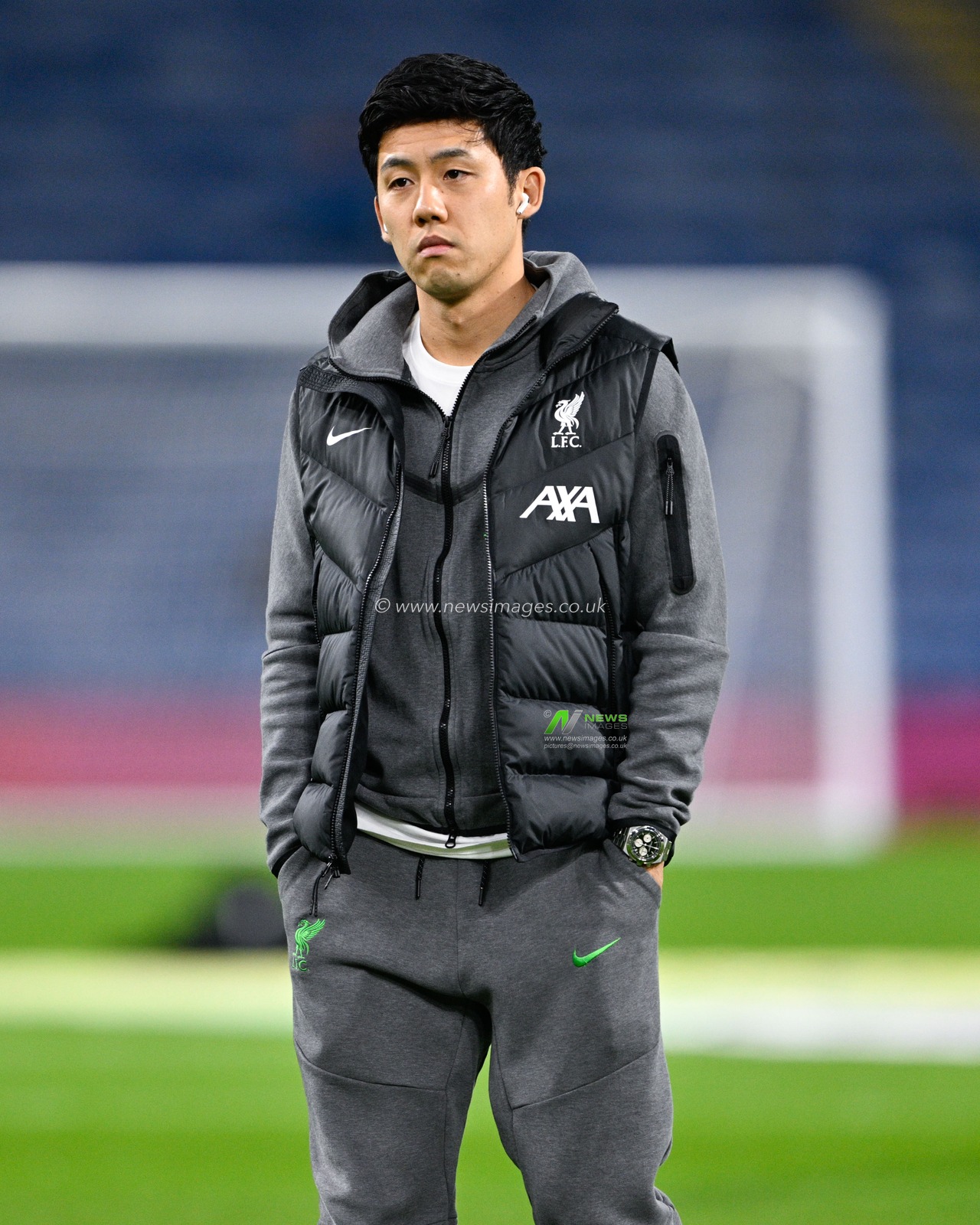 Wataru Endo 3# of Liverpool Football Club inspects the pitch ahead of the match, during the Premier League match Burnley vs Liverpool at Turf Moor, Burnley, United Kingdom, 26th December 2023

(Photo by Cody Froggatt/News Images)