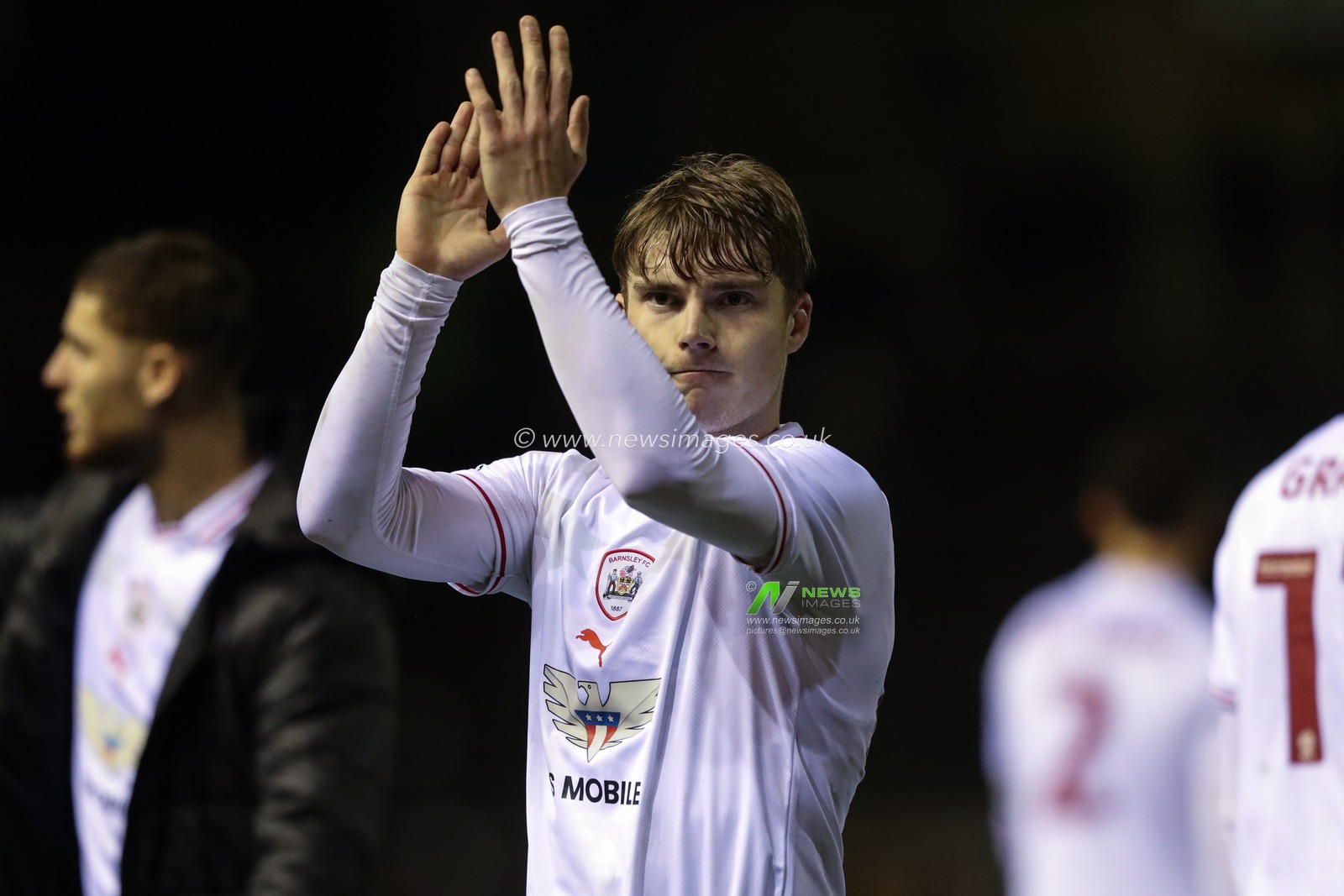Luca Connell of Barnsley applauds the travelling fans after the game during the Sky Bet League 1 match Carlisle United vs Barnsley at Brunton Park, Carlisle, United Kingdom, 12th March 2024

(Photo by Alfie Cosgrove/News Images)
