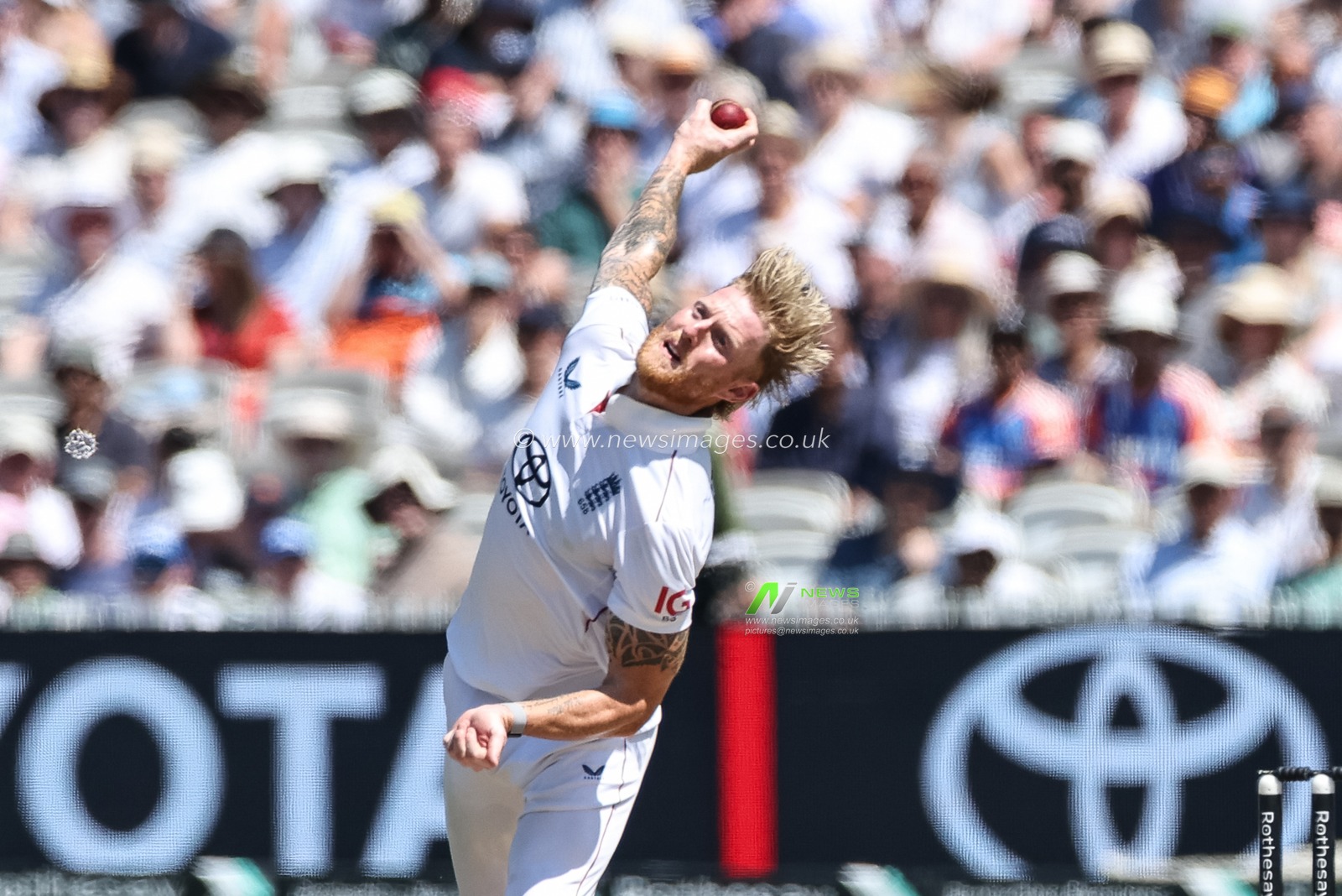 England captain Ben Stokes delivers the ball during the 3rd Rothesay Test Match Day 3 England v India at Lords, London, United Kingdom, 12th July 2025

(Photo by Mark Cosgrove/News Images)