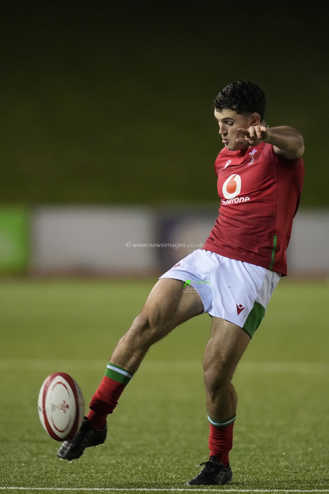 Harri Wilde of Wales U20's kicks for touch during the 2024 Guinness U20 Six Nations match Wales U20s vs Scotland U20s at Stadiwm CSM, Colwyn Bay, United Kingdom, 2nd February 2024

(Photo by Steve Flynn/News Images)