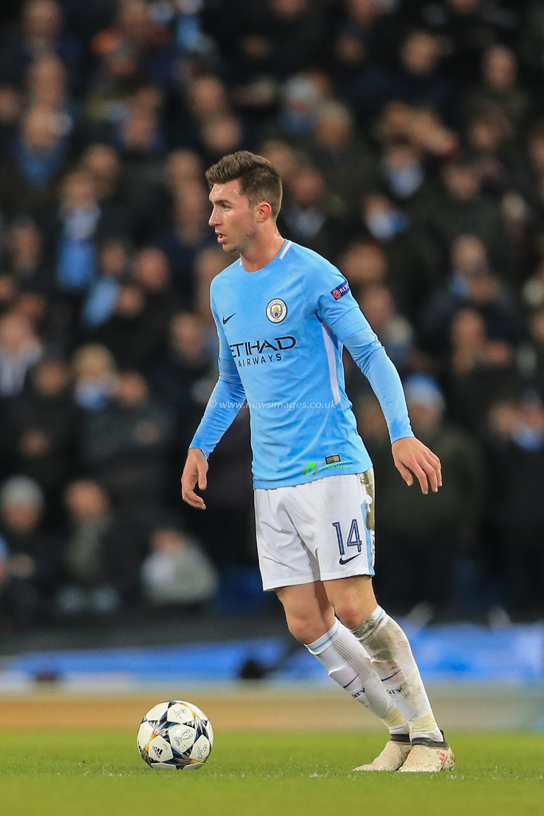 7th March 2018 , Etihad Stadium, Manchester, England; Champions League Round of 16 leg 2, Manchester City versus FC Basel; Aymeric Laporte #14 of Manchester City