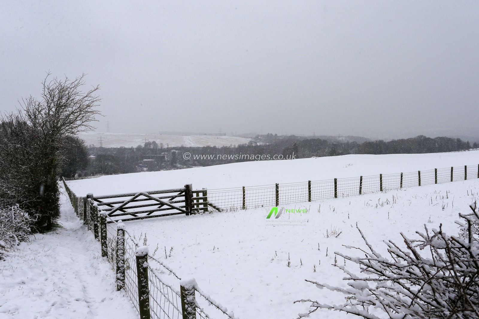 Snow has settled across Winlaton in Gateshead as adverse weather hits the area