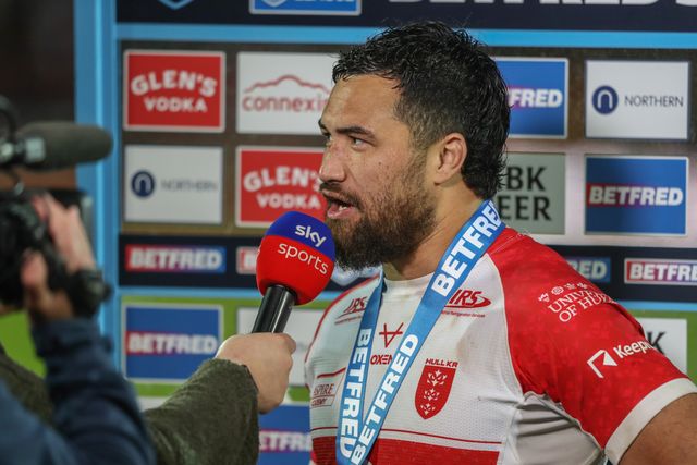 Peta Hiku of Hull KR speaks to Sky Sports after the game during the Betfred Super League Round 9 match Hull KR vs Wigan Warriors at Sewell Group Craven Park, Kingston upon Hull, United Kingdom, 26th April 2024

(Photo by Alfie Cosgrove/News Images)