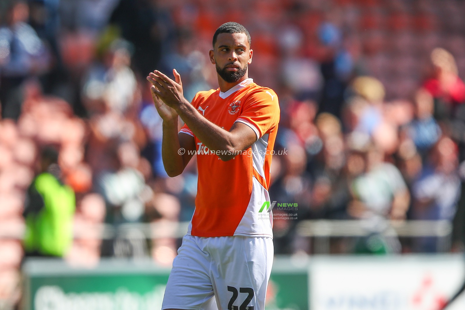 CJ Hamilton of Blackpool applauds the home fans after the Sky Bet League 1 match Blackpool vs Wycombe Wanderers at Bloomfield Road, Blackpool, United Kingdom, 31st August 2024

(Photo by Gareth Evans/News Images)