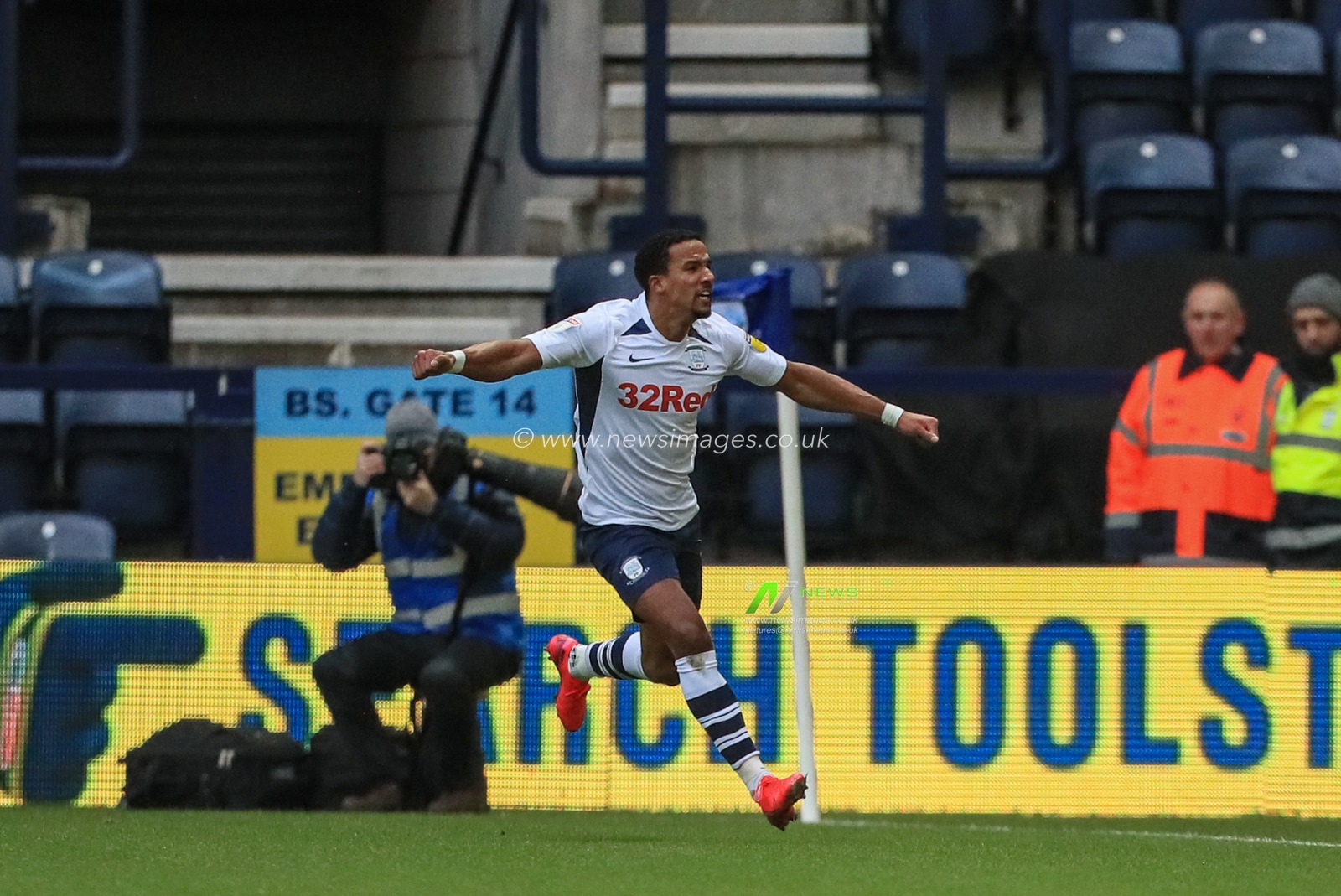 1st February 2020, Deepdale, Preston, England; Sky Bet Championship, Preston North End v Swansea City : Scott Sinclair (31) of Preston North End celebrates his goal to make it 1-0