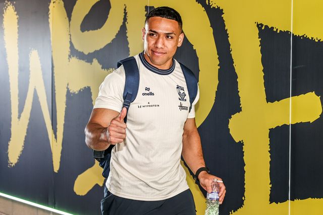 Albert Hopoate of Warrington Wolves arrives during the Betfred Super League round 12 match Warrington Wolves vs Bradford Bulls at The Halliwell Jones Stadium, Warrington, United Kingdom on 24 May 2026

(Photo by Alfie Cosgrove/News Images)