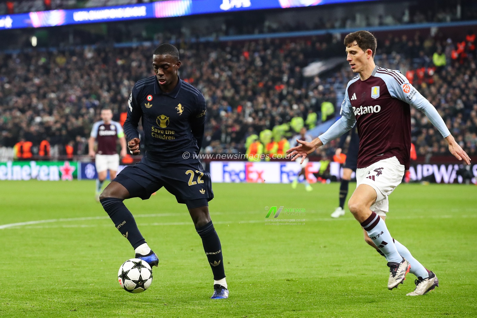 Timothy Weah of Juventus controls the ball during the UEFA Champions League,League Phase MD5 match Aston Villa vs Juventus at Villa Park, Birmingham, United Kingdom, 27th November 2024

(Photo by Gareth Evans/News Images)