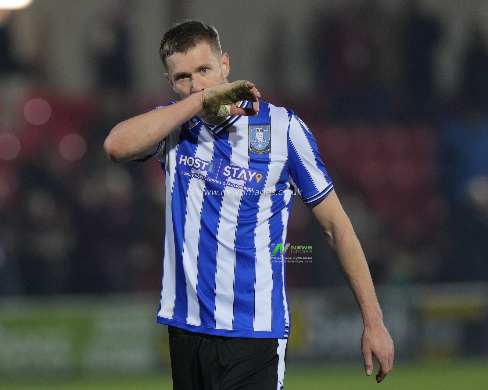 Michael Smith #24 of Sheffield Wednesday reacts after the Emirates FA Cup Fourth Round Reply match Fleetwood Town vs Sheffield Wednesday at Highbury Stadium, Fleetwood, United Kingdom, 7th February 2023

(Photo by Steve Flynn/News Images)