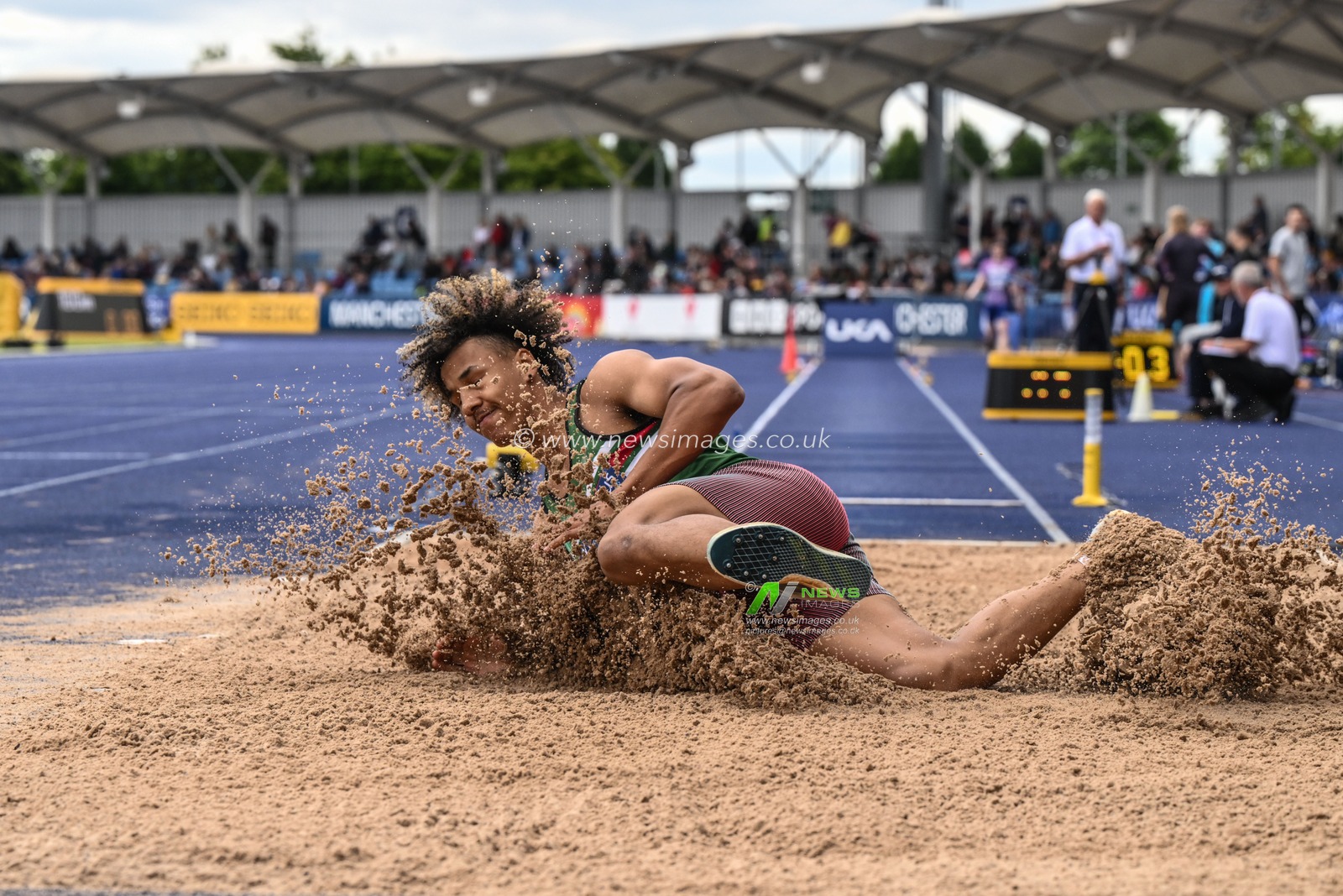 Ebonine competes in the Mens long jump during the Microplus UK Athletics Championships Day 1 at Manchester Regional Arena, Manchester, United Kingdom, 29th June 2024

(Photo by Craig Thomas/News Images)