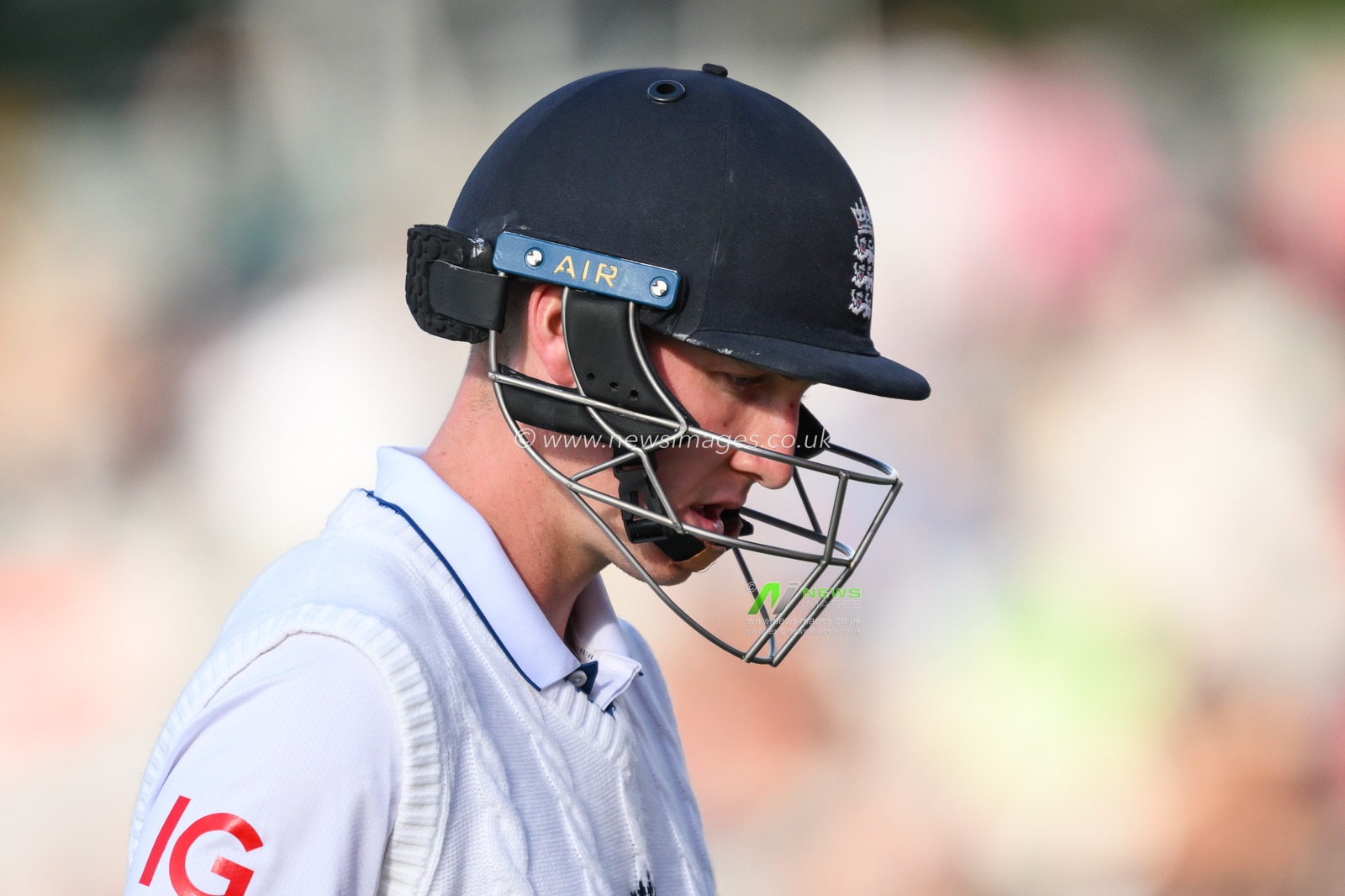 Harry Brook of England leaves the field after being caught and bowled by Prabath Jayasuriya of Sri Lanka during the England Men v Sri Lanka 1st Rothesay Test Match Day 4 at Old Trafford, Manchester, United Kingdom, 24th August 2024

(Photo by Craig Thomas/News Images)