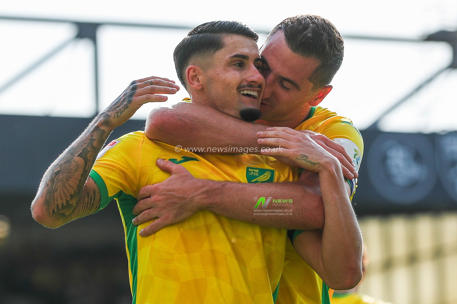 Borja Sainz and Kenny McLean of Norwich City celebrates with teammates after the team's second goal during the Sky Bet Championship match Norwich City vs Blackburn Rovers at Carrow Road, Norwich, United Kingdom, 17th August 2024

(Photo by Izzy Poles/News Images)