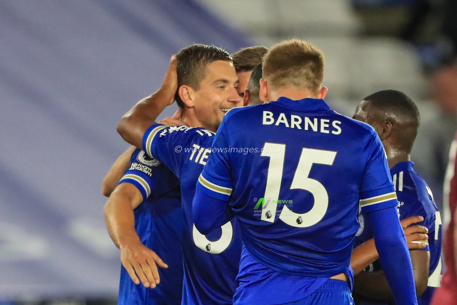 Dennis Praet (26) of Leicester City celebrates his goal to make it 4-2