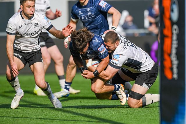 Benhard Janse van Rensburg of Bristol Bears tackled short of the line during the Gallagher PREM match Bristol Bears vs Saracens at Ashton Gate, Bristol, United Kingdom on 09 May 2026

(Photo by Alex Williamson/News Images)