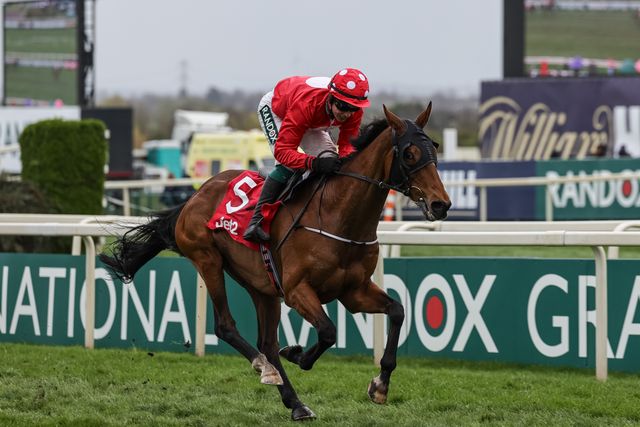 Home By The Lee ridden by J. J. Slevin wins the 15:05 Jet2 Liverpool Hurdle during the 2026 Randox Grand National Day at Aintree Racecourse, Aintree, United Kingdom on 11 April 2026

(Photo by Mark Cosgrove/News Images)