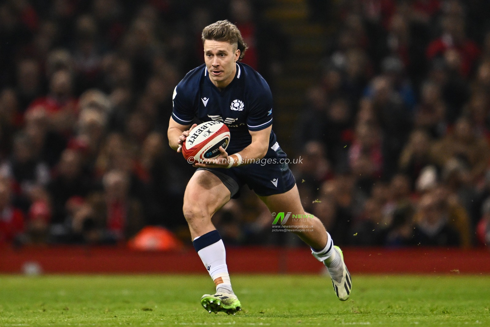 Kyle Rowe of Scotland makes a break during the 2024 Guinness 6 Nations match Wales vs Scotland at Principality Stadium, Cardiff, United Kingdom, 3rd February 2024

(Photo by Craig Thomas/News Images)
