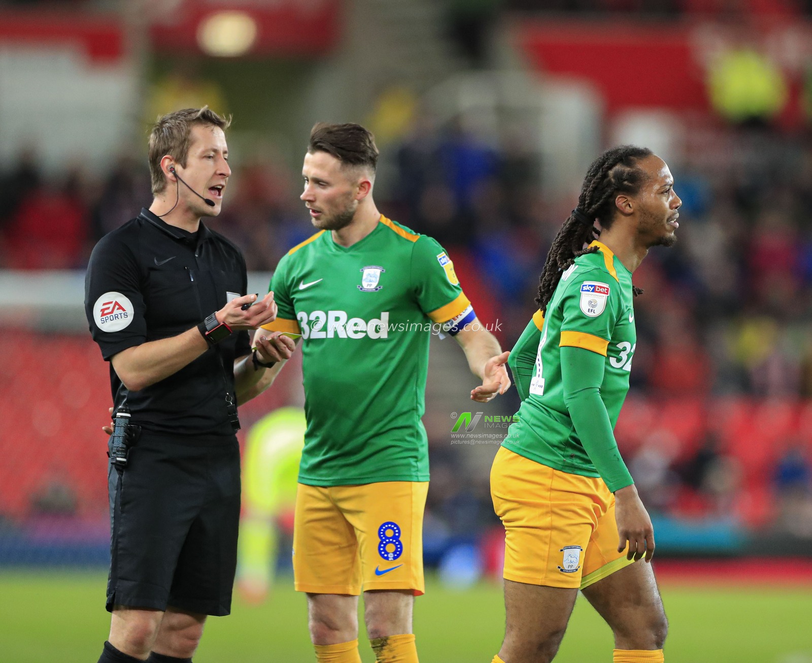 12th February 2020, Bet365 Stadium, Stoke-on-Trent, England; Sky Bet Championship, Stoke City v Preston North End : Daniel Johnson (11) of Preston North End reacts to getting booked