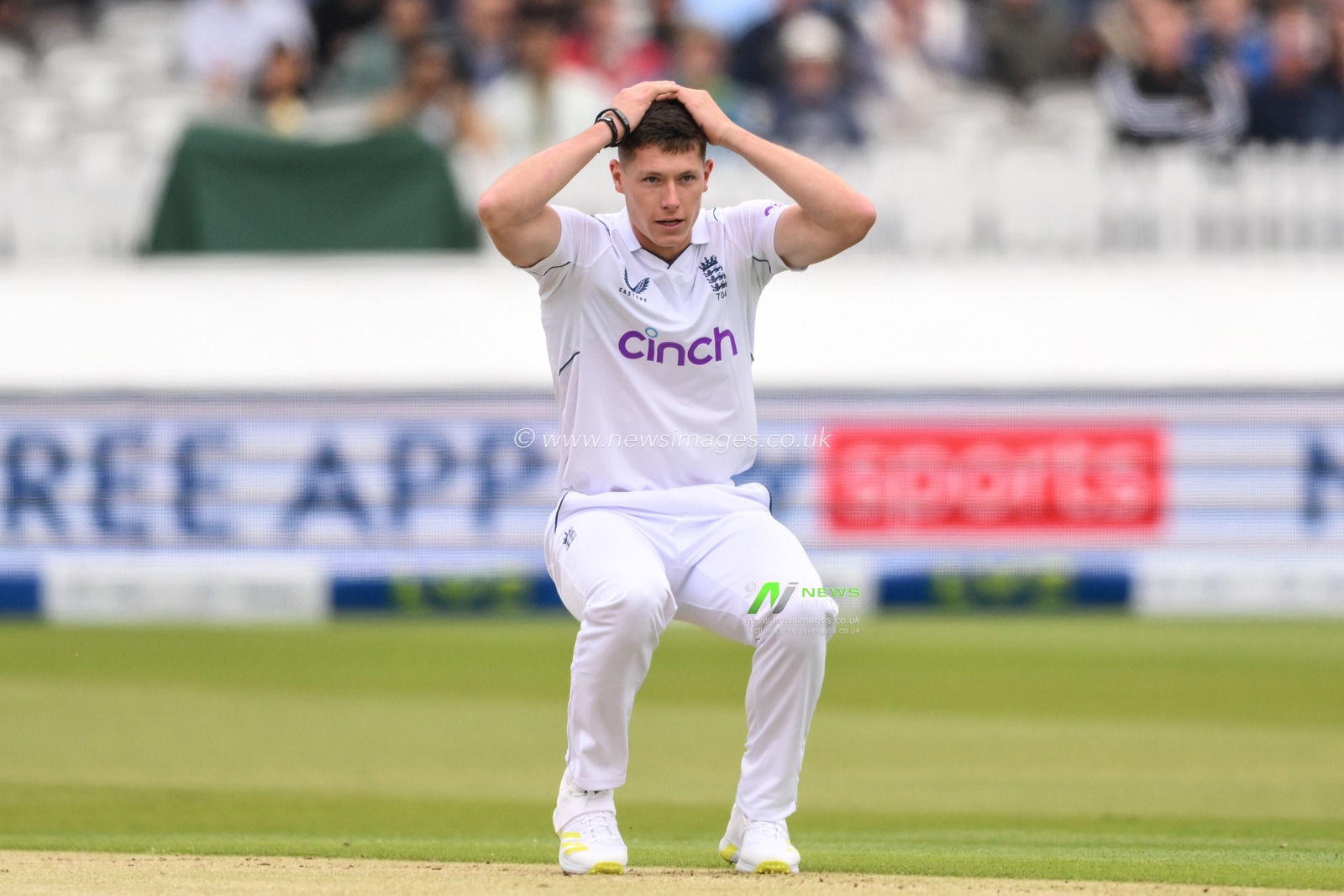 Matthew Potts of England reacts to a close call during the LV= Insurance day one Test match England vs Ireland at Lords, London, United Kingdom, 1st June 2023

(Photo by Craig Thomas/News Images)