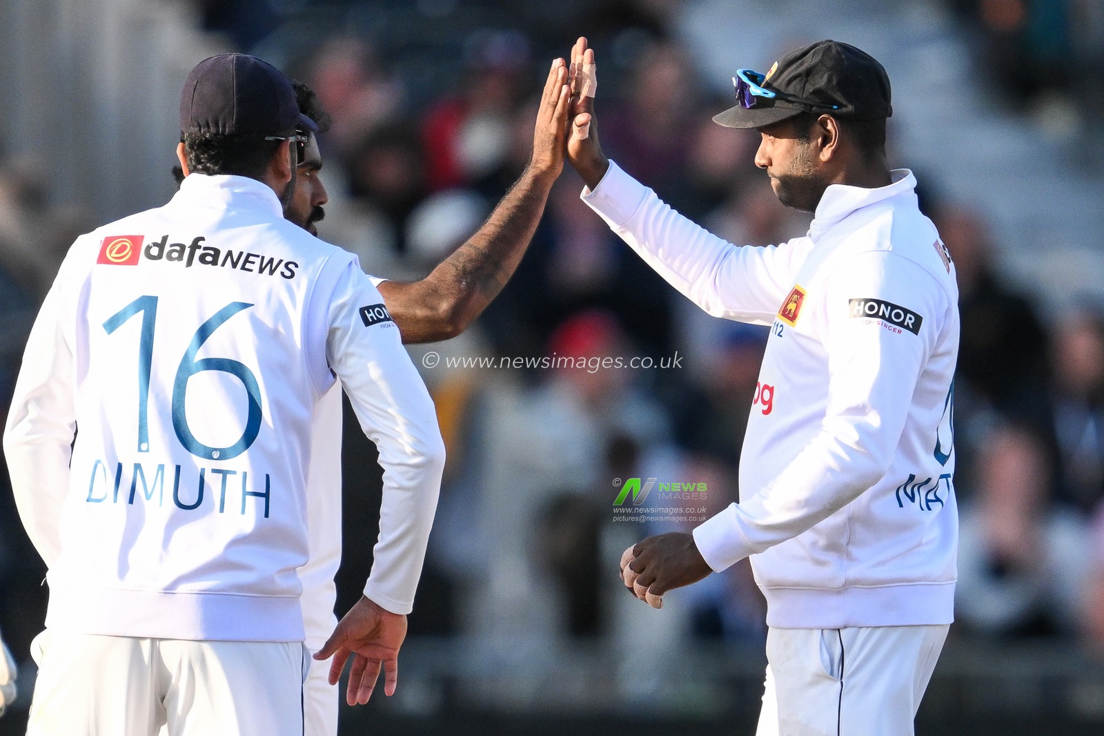 Asitha Fernando of Sri Lanka celebrates bowling Jamie Smith of England during the England Men v Sri Lanka 1st Rothesay Test Match Day 4 at Old Trafford, Manchester, United Kingdom, 24th August 2024

(Photo by Craig Thomas/News Images)