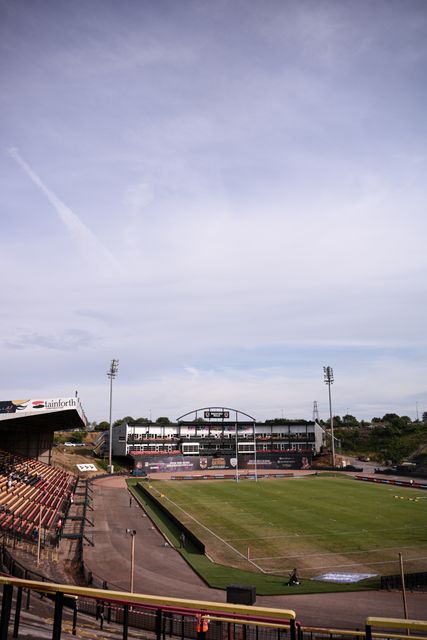General view inside the stadium prior to the Betfred Super League round 22 match Bradford Bulls vs Warrington Wolves at Odsal Stadium, Bradford, United Kingdom on 08 August 2026

(Photo by Ben Roberts/News Images)