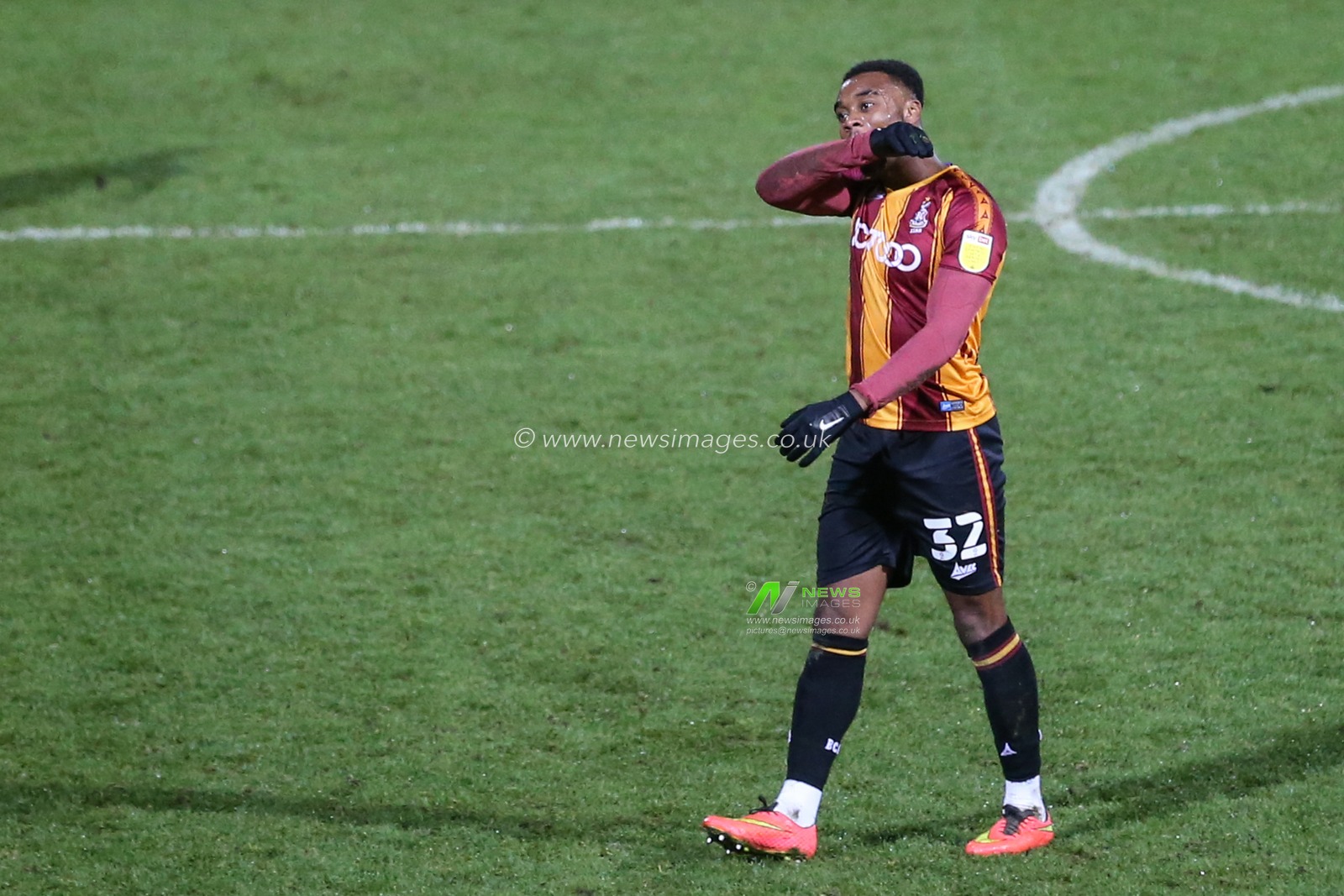 Dylan Mottley Henry #32 of Bradford City reacts to his teams 0-1 loss after the game