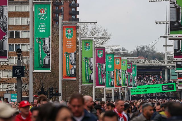Arsenal fans during the Carabao Cup Final match Arsenal vs Manchester City at Emirates, London, United Kingdom on 22 March 2026

(Photo by Alfie Cosgrove/News Images)