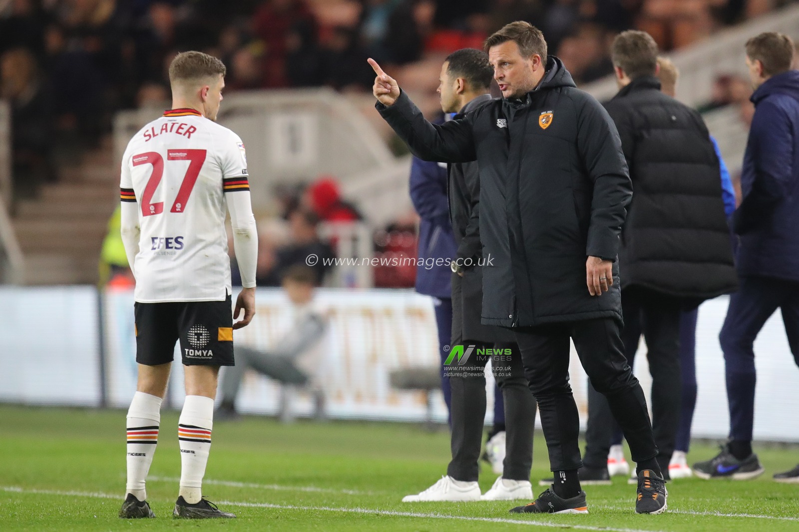 Assistant Head Coach Justin Walker speaks with Regan Slater during the Sky Bet Championship match Middlesbrough vs Hull City at Riverside Stadium, Middlesbrough, United Kingdom, 19th April 2023

(Photo by James Heaton/News Images)