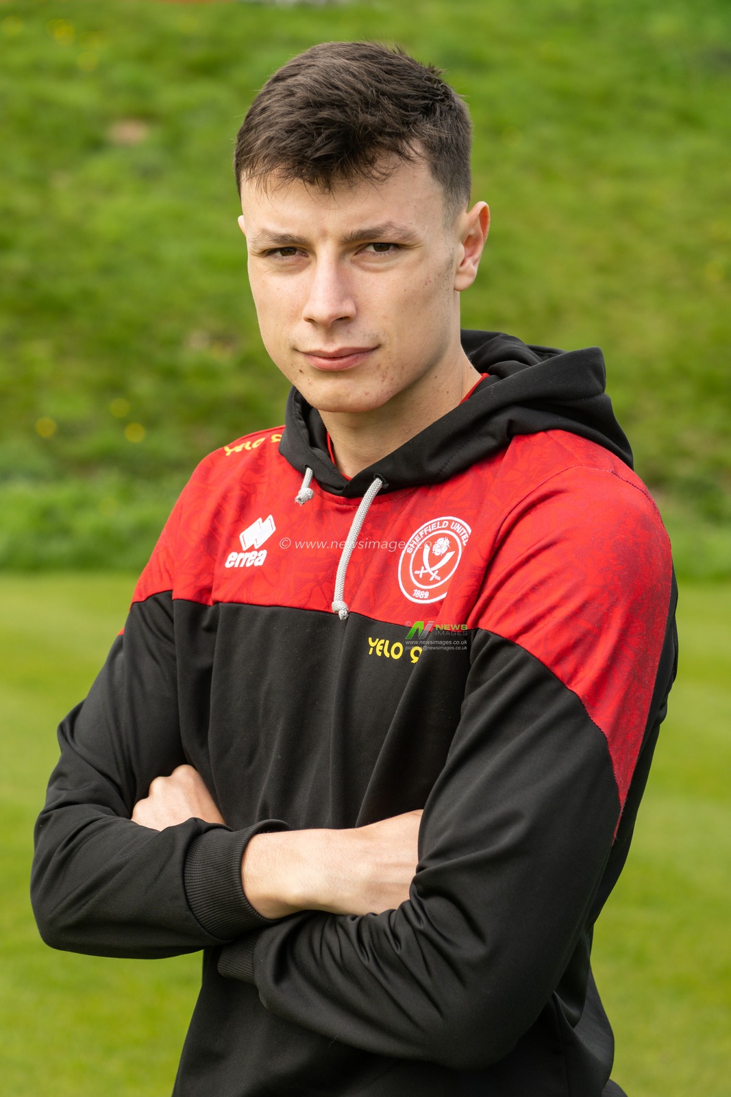 Portrait Session with Abel Ahmedhodzic of Sheffield United ahead of the FA Cup Semi Final at Sheffield United Academy, Sheffield, United Kingdom, 11th April 2023

(Photo by Craig Thomas/News Images)

*These images are exclusive to The Sun newspaper only! should not be used anywhere else*