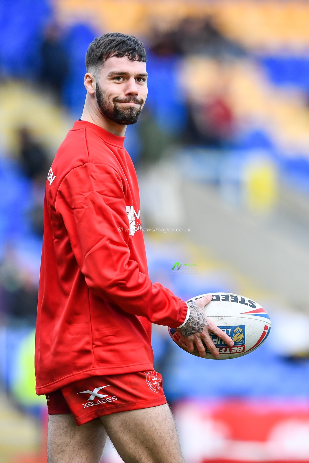 9th February 2019 , Halliwell Jones Stadium, Warrington, England;  Betfred Super League, Round 2, Warrington Wolves vs Hull KR  ; Will Dagger (26) of Hull KR during the pre match warm up

Credit: Craig Thomas/News Images