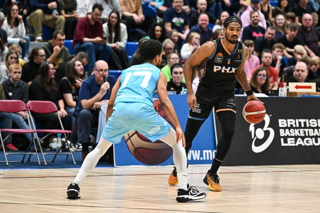 Cam Christon of Cheshire Phoenix in action during the British Basketball Championship match Cheshire Phoenix vs Surrey Scorchers at Ellesmere Port Sports Village, Ellesmere Port, United Kingdom, 19th November 2023

(Photo by Craig Thomas/News Images)