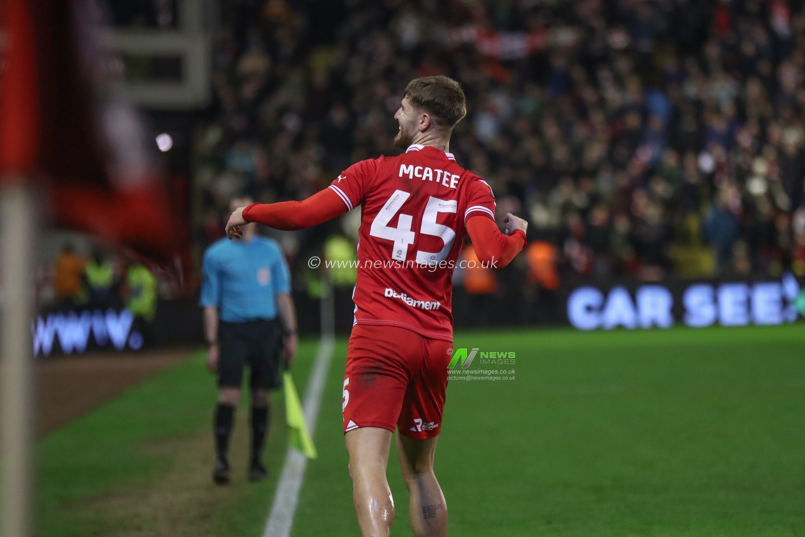 John Mcatee of Barnsley celebrates his goal to make it 1-0 during the Sky Bet League 1 match Barnsley vs Bolton Wanderers at Oakwell, Barnsley, United Kingdom, 5th March 2024

(Photo by Alfie Cosgrove/News Images)