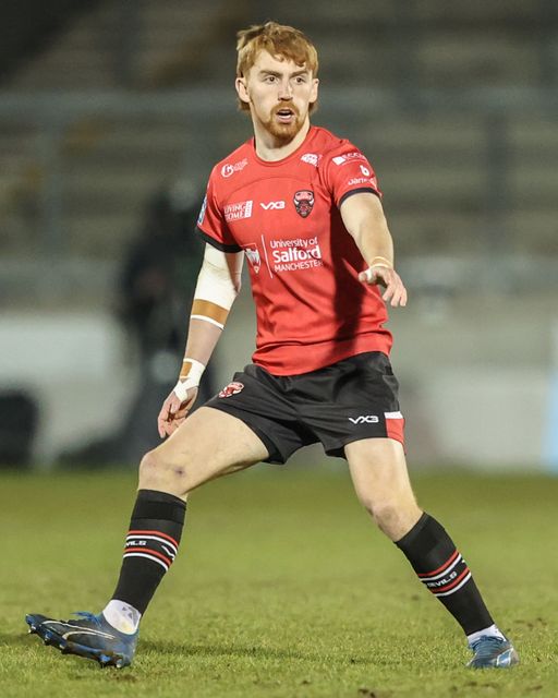 Kai Morgan of Salford Red Devils during the Betfred Super League Round 5 match Salford Red Devils vs Huddersfield Giants at Salford Community Stadium, Eccles, United Kingdom, 20th March 2025

(Photo by Alfie Cosgrove/News Images)
