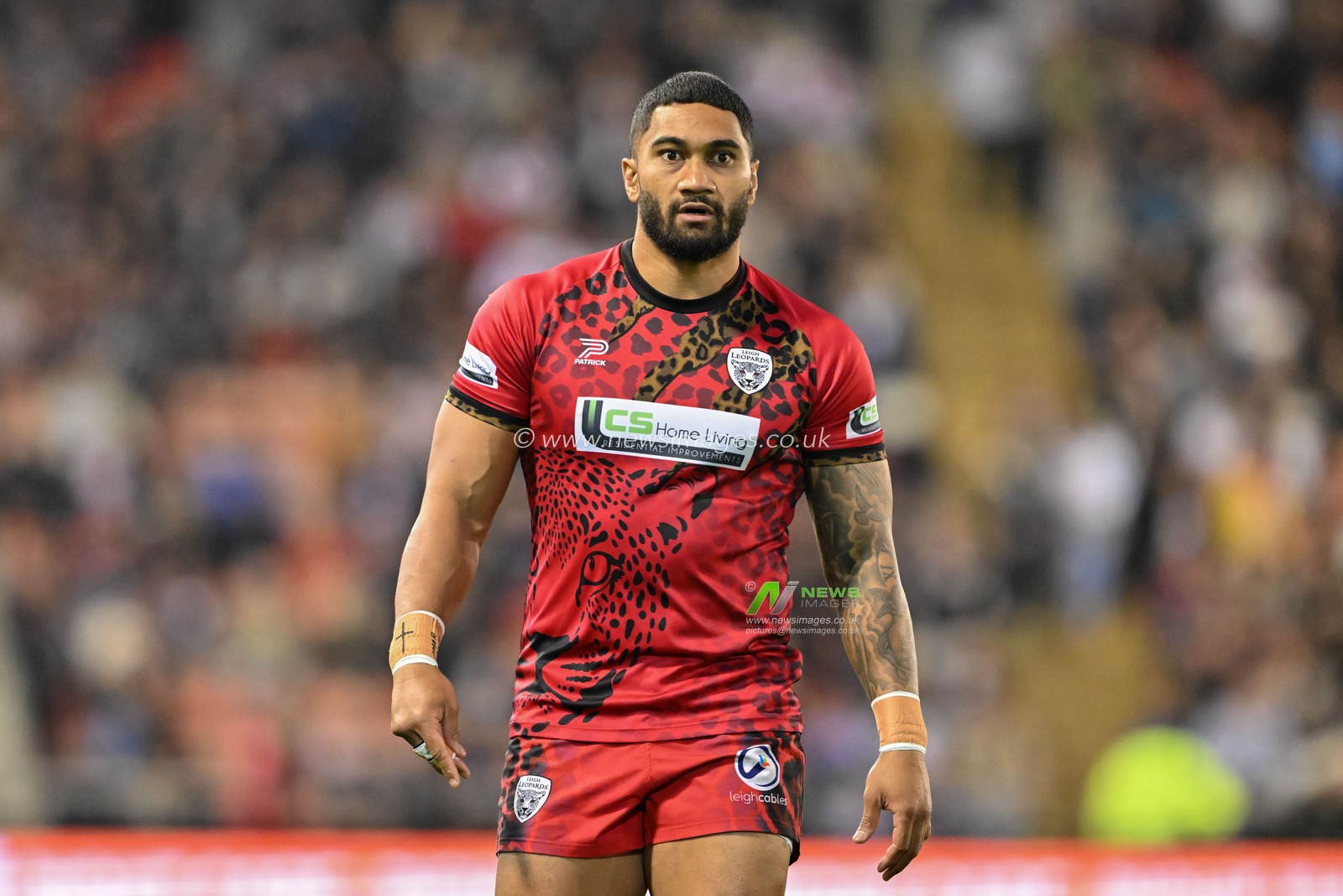 Ricky Leutele of Leigh Leopards warms up ahead of the Betfred Super League Round 27 match Leigh Leopards vs St Helens at Leigh Sports Village, Leigh, United Kingdom, 20th September 2024

(Photo by Cody Froggatt/News Images)