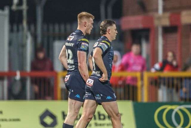 Zach Eckersley of Wigan Warriors celebrates his try during the Betfred Super League Round 7 match Hull KR vs Wigan Warriors at Sewell Group Craven Park, Kingston upon Hull, United Kingdom, 11th April 2025

(Photo by Alfie Cosgrove/News Images)