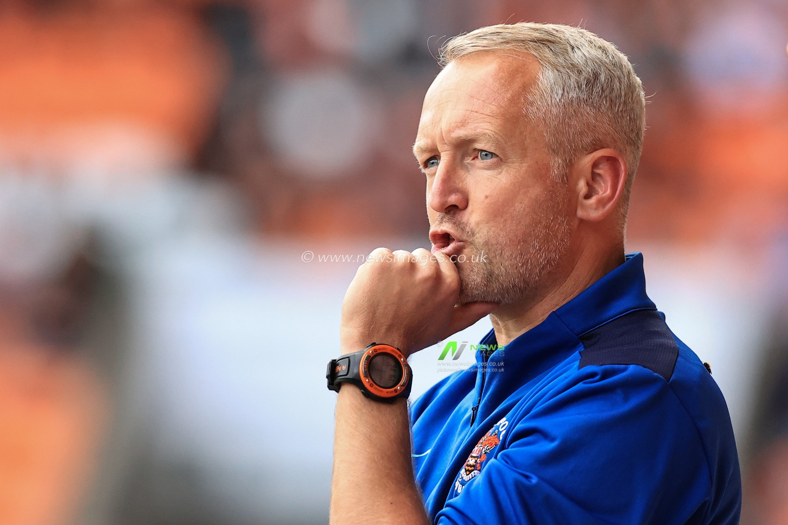 Neil Critchley Head Coach of Blackpool reacts during the game