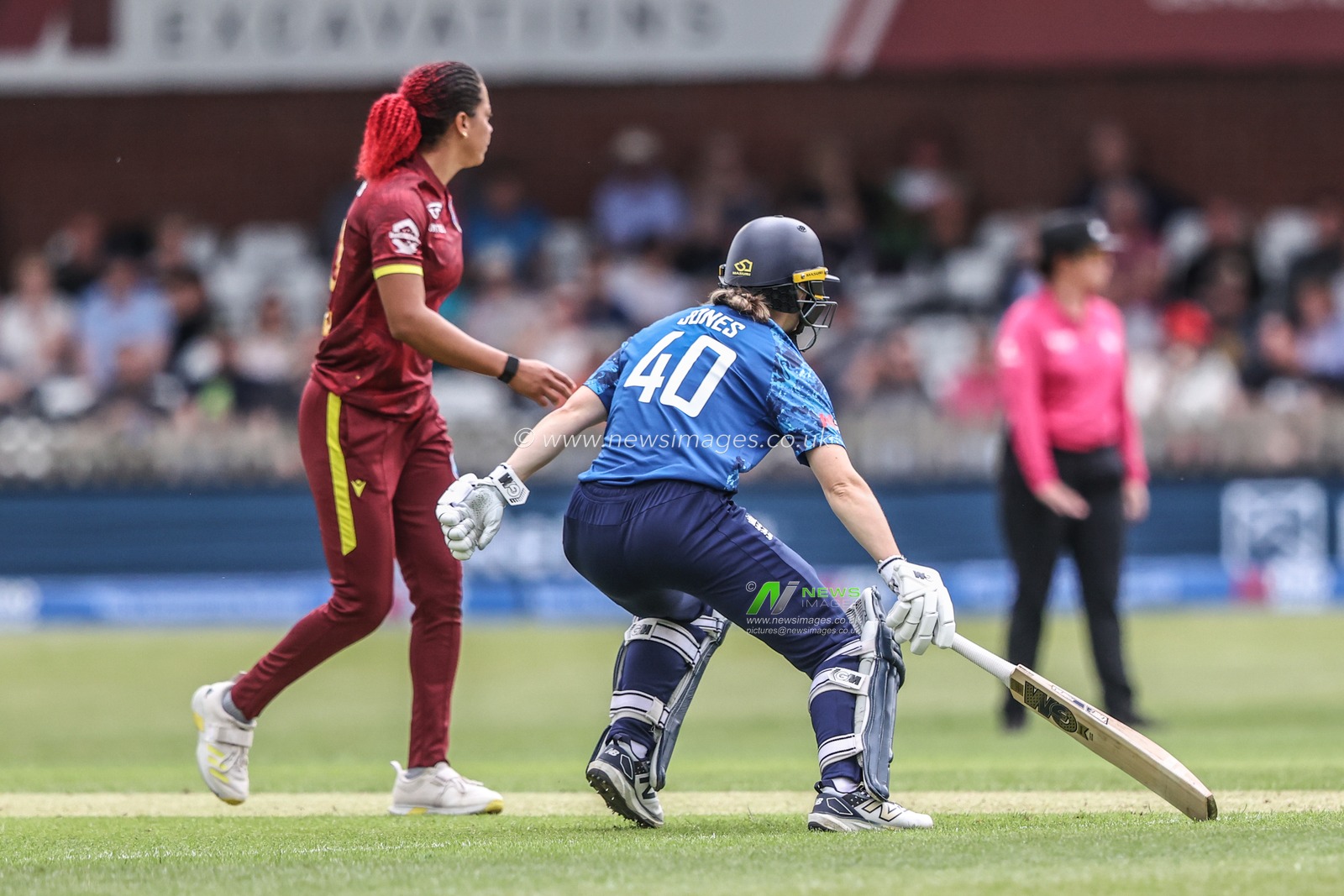 Amy Jones of England reaches for the crease during the Metro Bank One Day International match England Women vs West Indies Women at Derbyshire County Cricket Club, Derby, United Kingdom, 30th May 2025

(Photo by Alfie Cosgrove/News Images)
