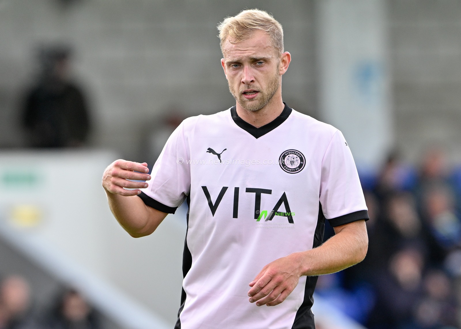 Sam Hughes of Stockport County during the Pre-season friendly match Chester vs Stockport County at Deva Stadium, Chester, United Kingdom, 6th July 2024

(Photo by Cody Froggatt/News Images)