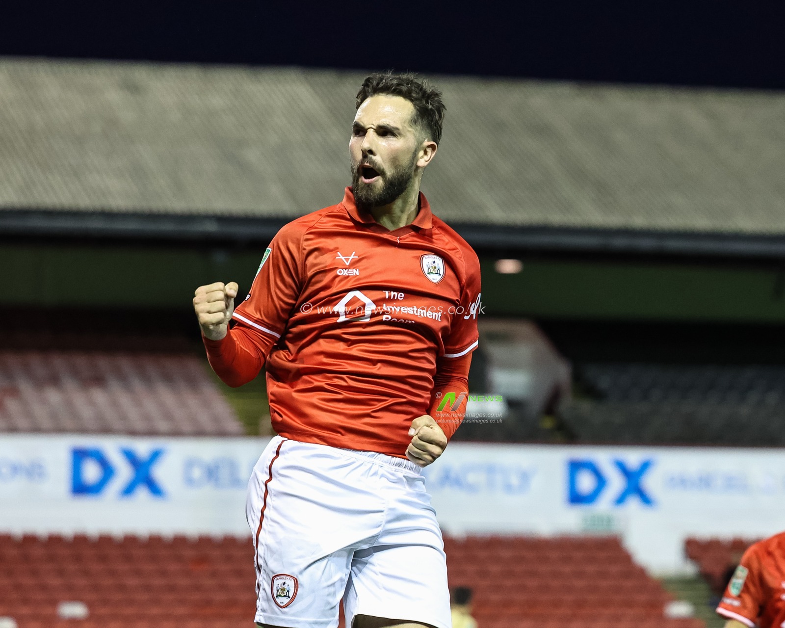 Adam Phillips of Barnsley celebrates his goal to make it 2-1 during the Carabao Cup match Barnsley vs Rotherham United at Oakwell, Barnsley, United Kingdom, 26th August 2025

(Photo by Mark Cosgrove/News Images)