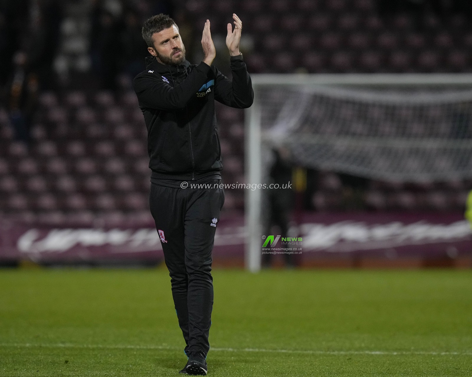 Michael Carrick manager of Middlesbrough salutes the fans after the Carabao Cup match Bradford City vs Middlesbrough at University of Bradford Stadium, Bradford, United Kingdom, 26th September 2023

(Photo by Steve Flynn/News Images)
