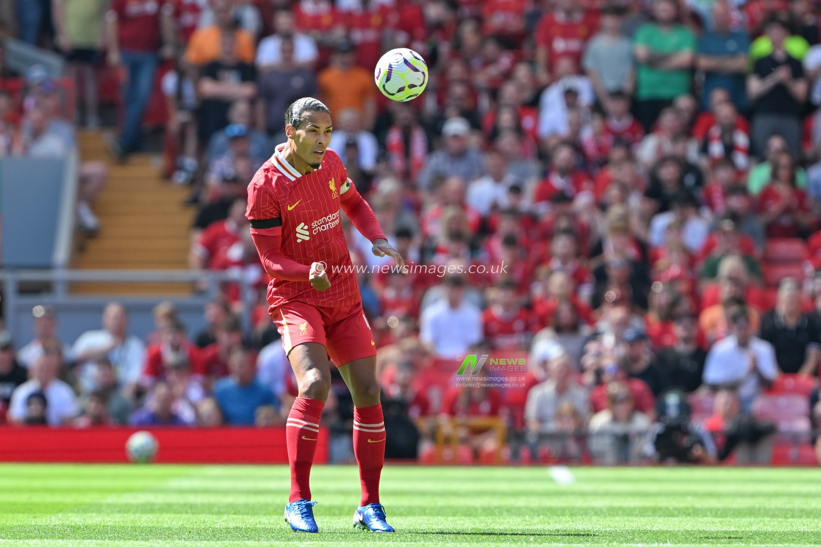Virgil van Dijk of Liverpool heads the ball during the Pre-season friendly match Liverpool vs Sevilla at Anfield, Liverpool, United Kingdom, 11th August 2024

(Photo by Cody Froggatt/News Images)
